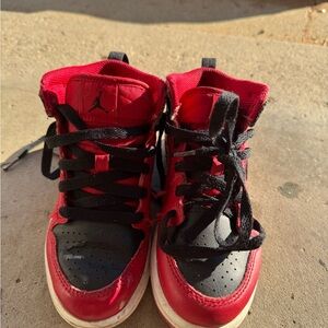Jordan Kids Red and Black Sneakers